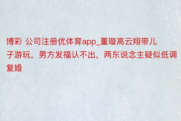 博彩 公司注册优体育app_董璇高云翔带儿子游玩，男方发福认不出，两东说念主疑似低调复婚