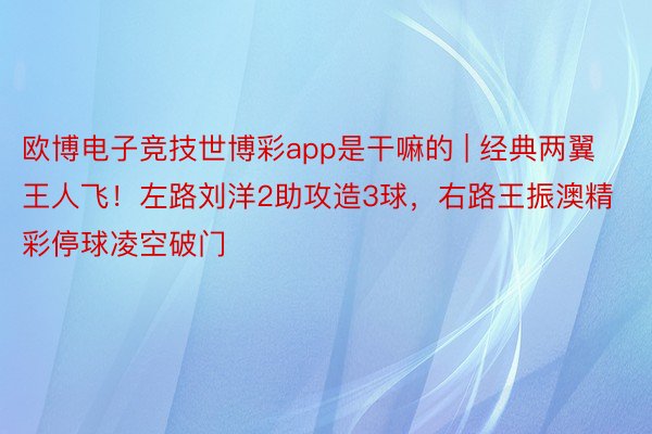 欧博电子竞技世博彩app是干嘛的 | 经典两翼王人飞！左路刘洋2助攻造3球，右路王振澳精彩停球凌空破门