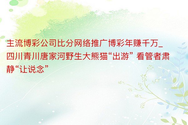 主流博彩公司比分网络推广博彩年赚千万_四川青川唐家河野生大熊猫“出游” 看管者肃静“让说念”